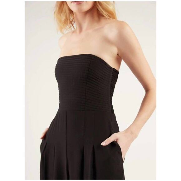 Gilner Farrar Niki Large Strapless Silk Jumpsuit Wide Leg Pockets Playsuit Black - Picture 7 of 15